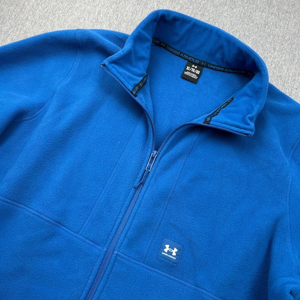 Under Armour Expanse Full Zip Fleece Jacket Mens XL Blue Pockets